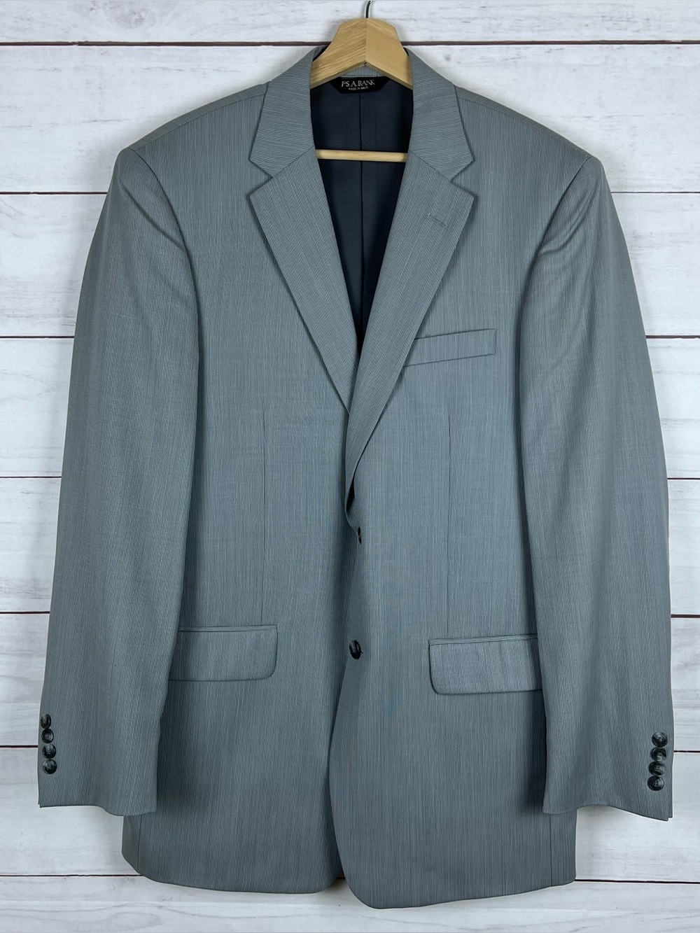 Jos A Bank Blazer Traveler Collection Men’s 41L Grey 100% Wool Tailored Fit